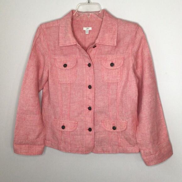 J. Jill Orange/Red Linen Jacket Size MP - Picture 1 of 6